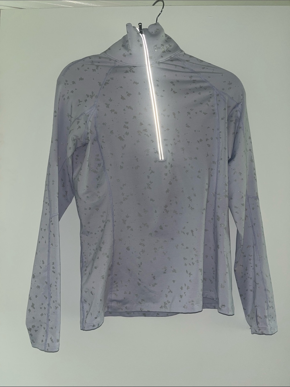 Gray Performance Long-Sleeve Half-Zip Top with Metallic Flecks